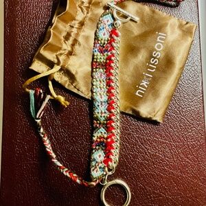 Nikki lissoni 🎁Boho Woven Bracelet Swarovski Crystal Chain Toggle Edge Cord🎁